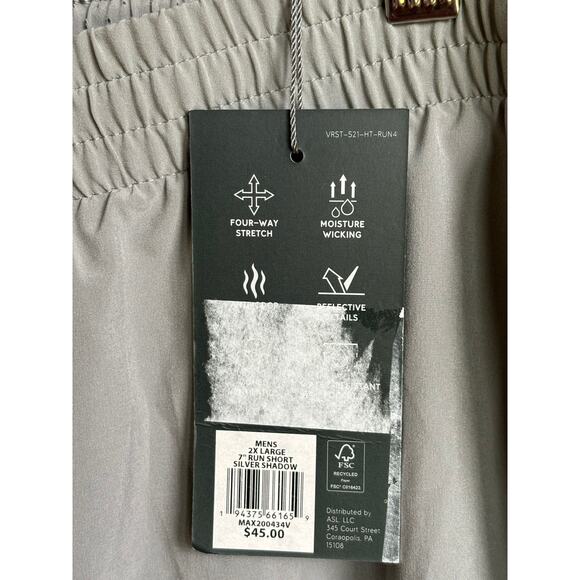 VSRT Mens 7" Run Short Size 2X Silver Shadow‎ Brief Mesh Insert - Picture 4 of 5